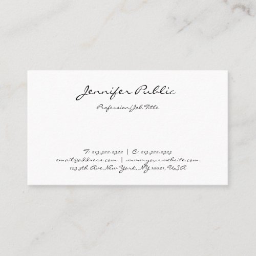 Elegant Hand Script Text Simple Template Modern Business Card