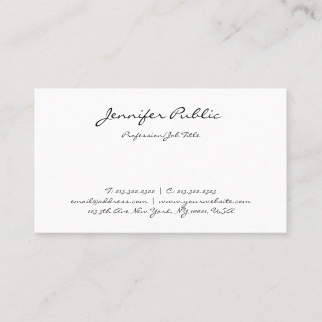Elegant Hand Script Text Simple Template Modern Business Card (Front)