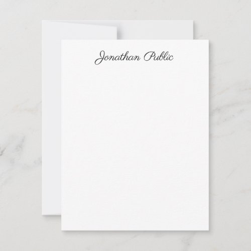 Elegant Hand Script Text Vertical Personalized Top Note Card
