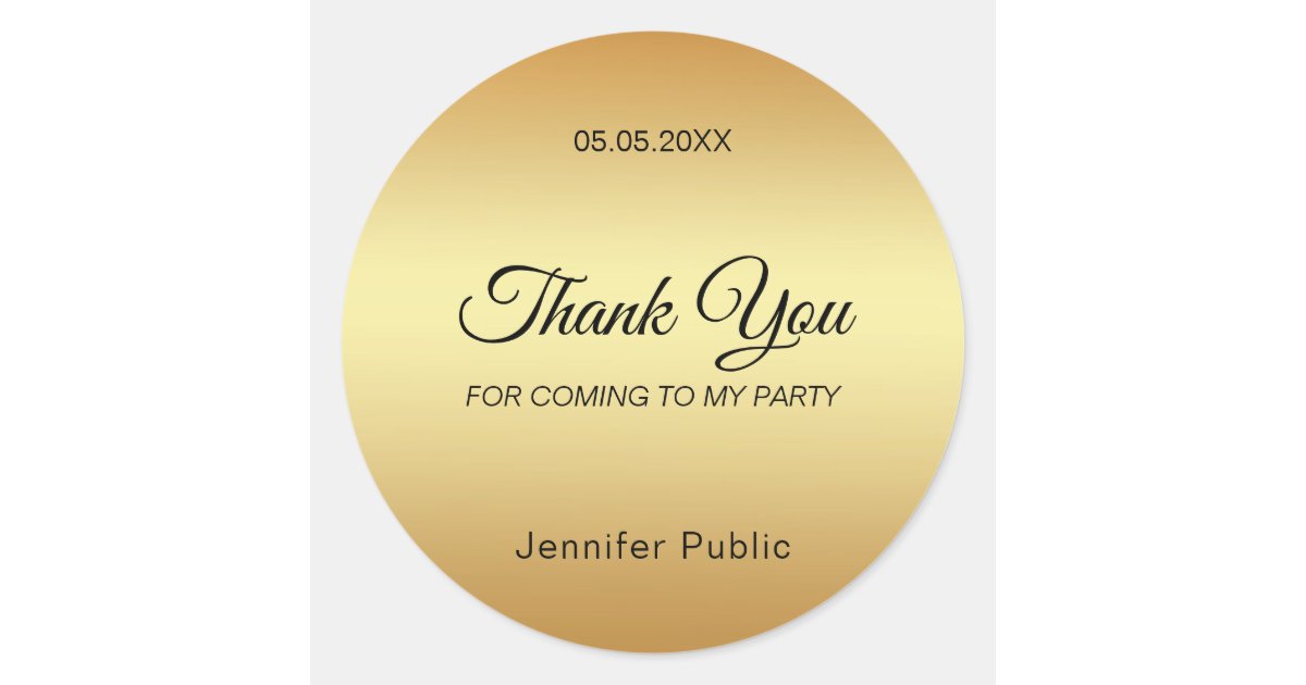 Elegant Hand Script Thank You Gold Template Classic Round Sticker | Zazzle