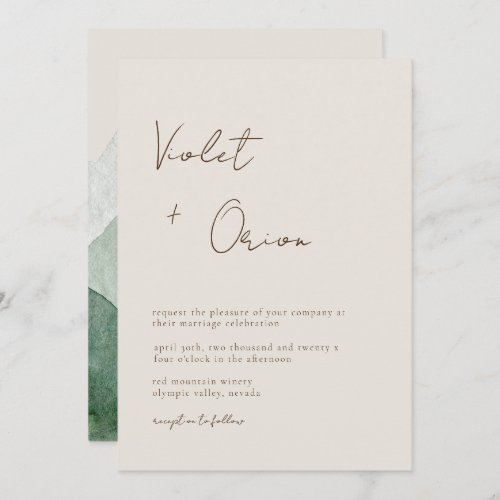 Elegant Hand_Written Mountains Wedding Invitation
