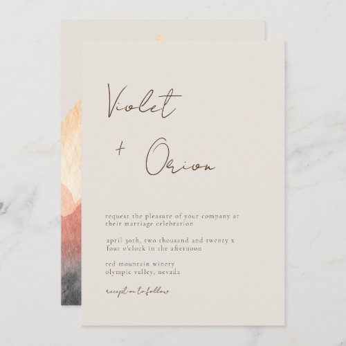 Elegant Hand_Written Mountains Wedding Invitation