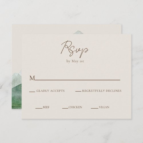 Elegant Hand_Written Mountains Wedding RSVP  Enclo Enclosure Card