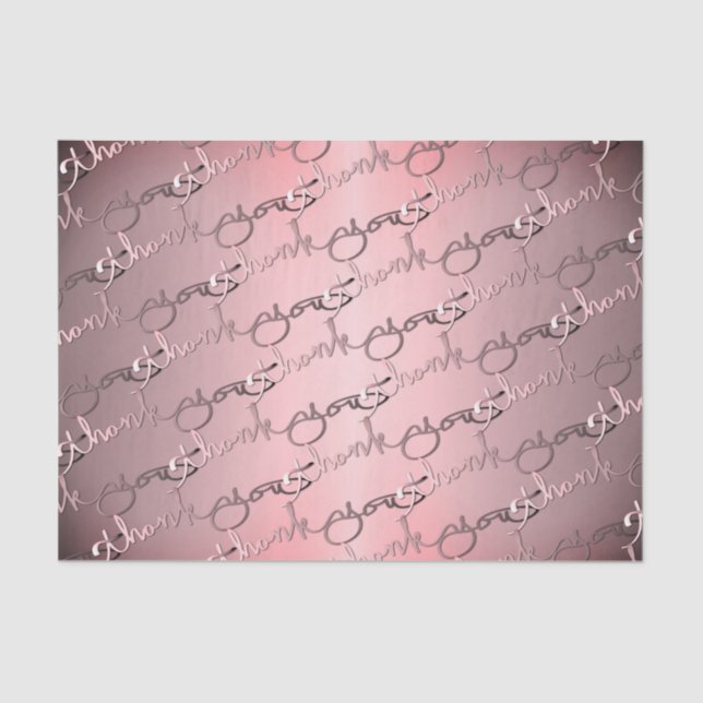 Elegant Hand-written "Thank yous" Silver Pink Tissue Paper (Front)