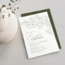 Elegant handdrawn floral sage green Couples Shower Invitation