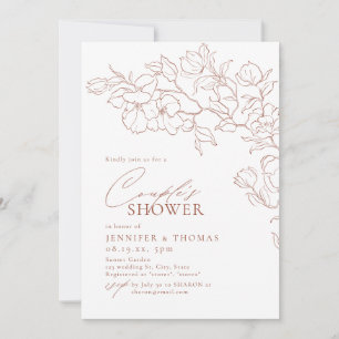 Elegant handdrawn floral terracotta Couples Shower Invitation
