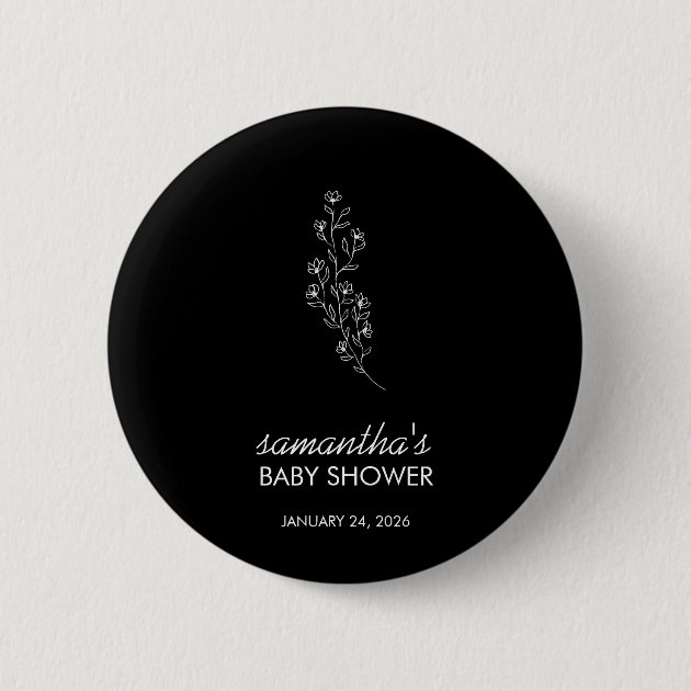 Elegant Handdrawn Sketch Flower Button