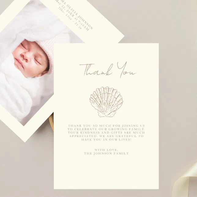 Elegant Handlettering Simple Photo Baby Shower Thank You Card | Zazzle