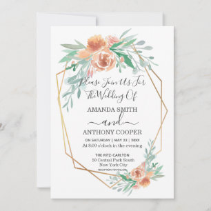 Elegant Handmade floral watercolor invitation