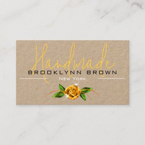 Elegant Handmade Handcrafted Rose Flower Yellow  Business Card