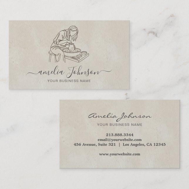 Elegant Handmade Sculptor & Pottery Ceramic Artist Business Card (Front/Back)