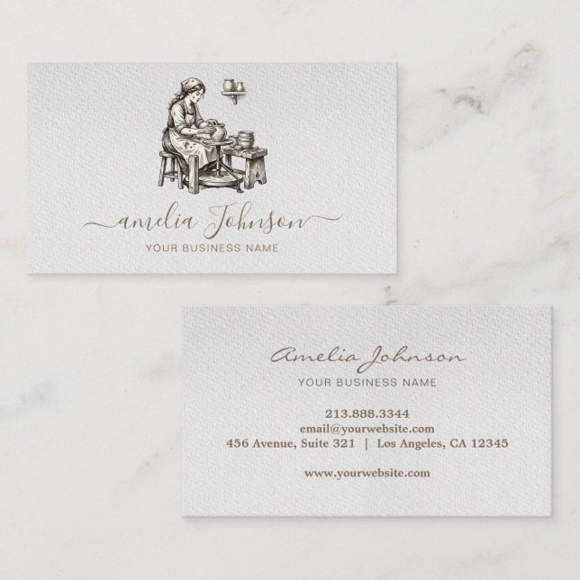 Elegant Handmade Sculptor & Pottery Ceramic Artist Business Card (Front/Back)