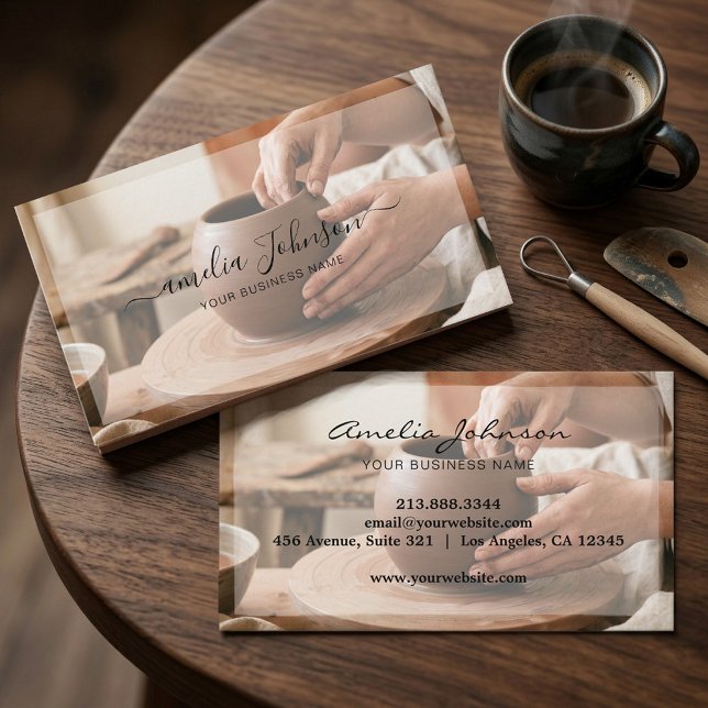 Elegant Handmade Sculptor & Pottery Ceramic Artist Business Card (Creator Uploaded)