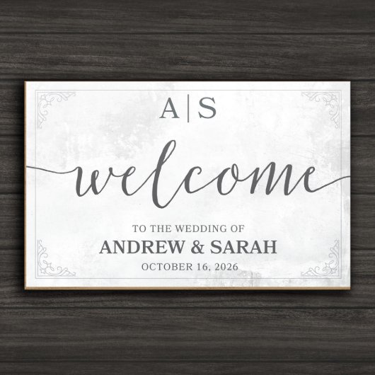 Elegant Handmade Wedding Wooden Welcome Sign (Front)