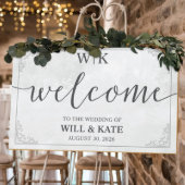 Elegant Handmade Wedding Wooden Welcome Sign (Front)