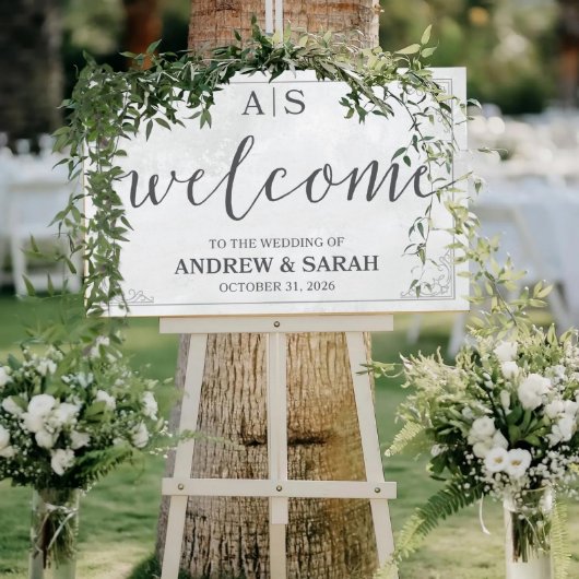Elegant Handmade Wedding Wooden Welcome Sign (Front)