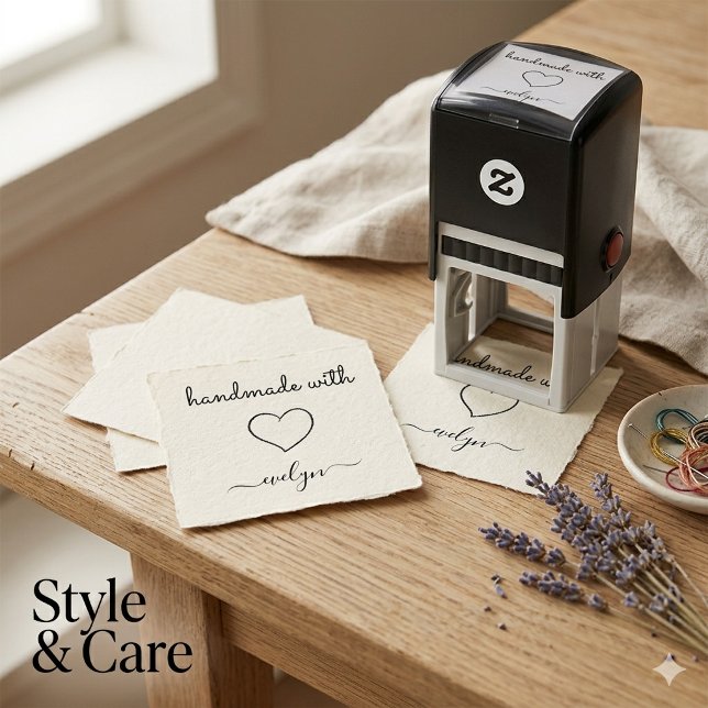 Elegant Handmade with Love by Name Self-inking Stamp (Elegant Handmade with Love by Name Self-inking Stamp)