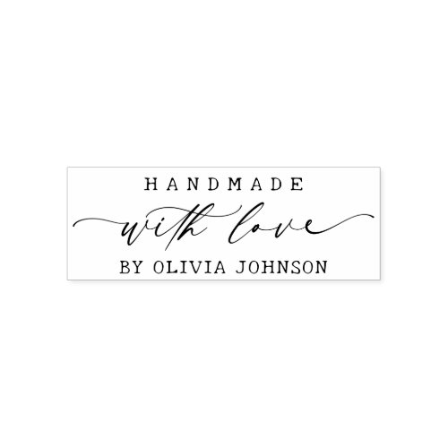 Elegant Handmade with Love Script Personalized  Self_inking Stamp