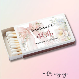 Elegant Handpainted Floral 40th Birthday Party Matchboxes