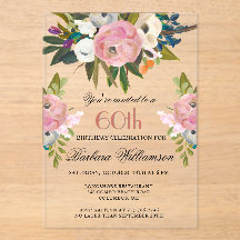 Elegant Handpainted Floral 60th Birthday Party