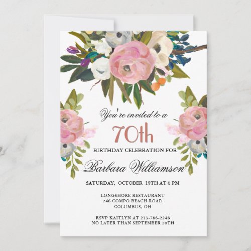 Elegant Handpainted Floral 70th Birthday Party 