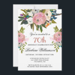 Elegant Handpainted Floral 70th Birthday Party  Invitation<br><div class="desc">Start this special 70th birthday celebration in a elegant style with this beautifully hand painted invitation with colorful yet gentle flowers -- leading with blush pink and greenery, yet adding interesting other touches of color. All of the text can be personalized for your party including the guest of honor's age....</div>