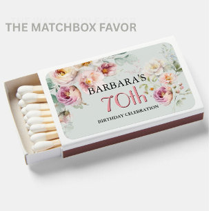 Elegant Handpainted Floral 70th Birthday Party Matchboxes