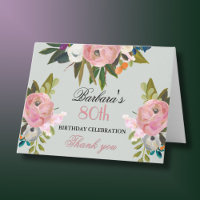 Elegant Handpainted Floral 80th Birthday Party