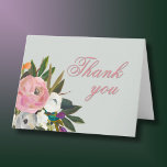 Elegant Handpainted Floral 80th Birthday Party   Thank You Card<br><div class="desc">Conclude this special 80th birthday celebration in a elegant style with this beautifully hand painted thank you card with colorful yet gentle flowers -- leading with blush pink and greenery, yet adding interesting other touches of color. The text can be personalized for your party including the guest of honor's age....</div>