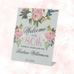 Elegant Handpainted Floral 80th Birthday Welcome Pedestal Sign<br><div class="desc">Elegant Handpainted Floral 80th Birthday Party Welcome Sign -- This lovely watercolor floral 80th (or Any Year) Birthday Painted Watercolor Floral Welcome poster is a special design choice to set the tone for your birthday celebration. For any design question or additional customization and / or matching items, just send a...</div>