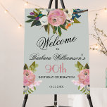 Elegant Handpainted Floral 90th Birthday Welcome  Foam Board<br><div class="desc">Start this special 90th birthday celebration in a elegant style with this beautifully hand painted welcome sign with colorful yet gentle flowers -- leading with blush pink and greenery, yet adding interesting other touches of color. Text can easily be personalized for your party including the guest of honor's age. If...</div>
