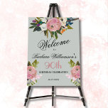 Elegant Handpainted Floral 90th Birthday Welcome  Foam Board<br><div class="desc">Start this special 90th birthday celebration in a elegant style with this beautifully hand painted welcome sign with colorful yet gentle flowers -- leading with blush pink and greenery, yet adding interesting other touches of color. Text can easily be personalized for your party including the guest of honor's age. If...</div>