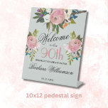 Elegant Handpainted Floral 90th Birthday Welcome Pedestal Sign<br><div class="desc">Elegant Handpainted Floral 90th Birthday Party Welcome Sign -- This lovely watercolor floral 90th (or Any Year) Birthday Painted Watercolor Floral Welcome poster is a special design choice to set the tone for your birthday celebration. For any design question or additional customization and / or matching items, just send a...</div>