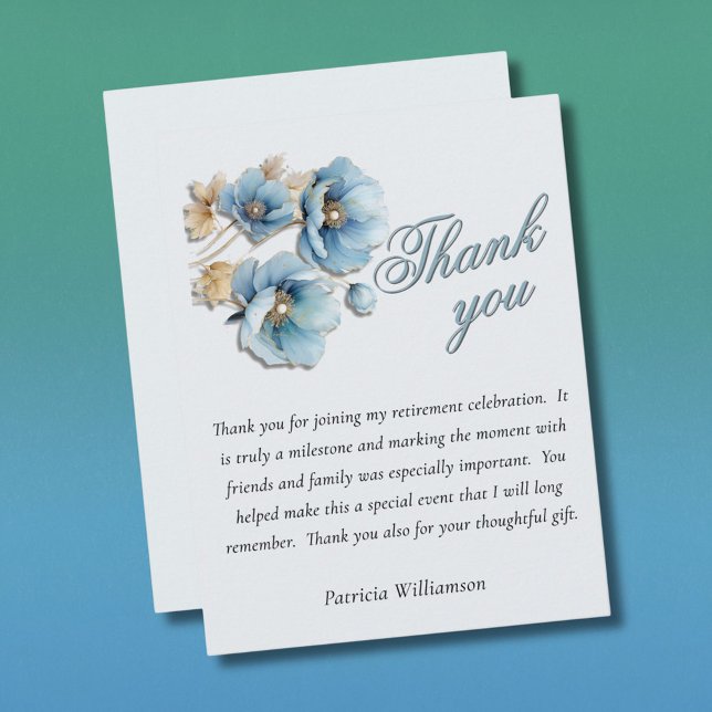 *Elegant Handpainted Floral Budget Retirement Thank You Card (Creator Uploaded)