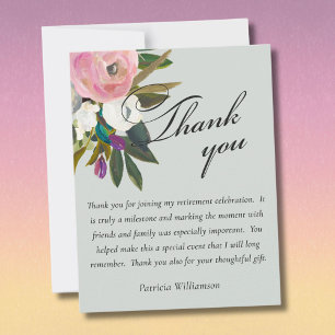 Elegant Handpainted Floral Budget Retirement Thank You Card