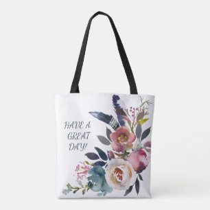 ELEGANT HANDPAINTED WATERCOLOR FLOWERS FOR YOUR   TOTE BAG