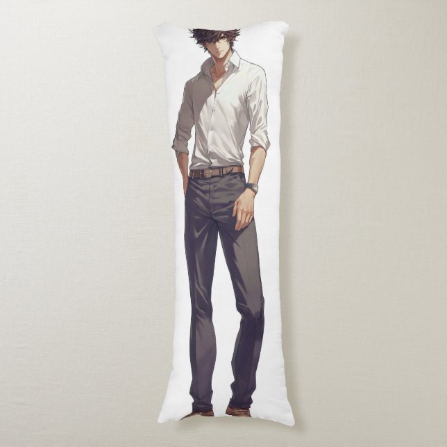 Elegant Handsome Anime Man Body Pillow (Front Vertical)