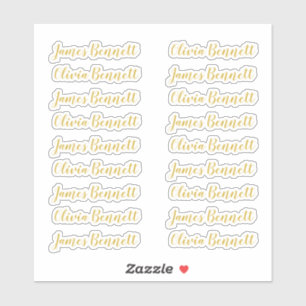 Elegant Handwriting 18 Guest Names Gold Sticker