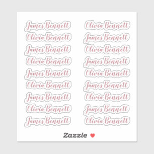 Elegant Handwriting 18 Guest Names Rose Gold Sticker