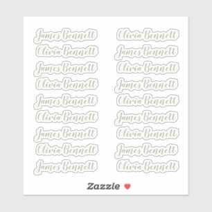 Elegant Handwriting 18 Guest Names Sage Green Sticker