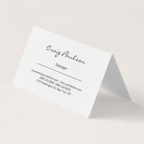 Elegant Handwriting Black  White Business Card