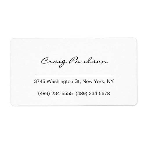 Elegant Handwriting Black  White Business Card Label