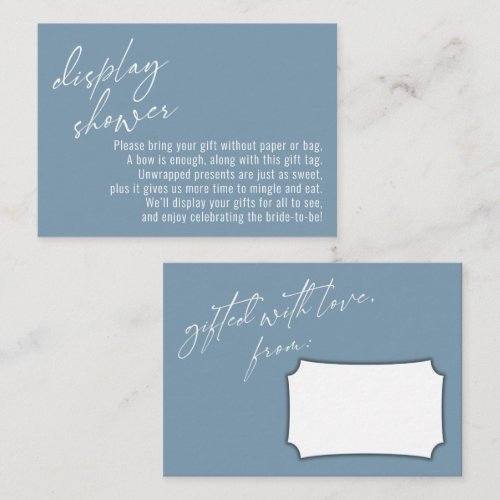 Elegant Handwriting Display Shower Dusty Blue Enclosure Card