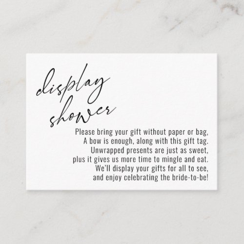 Elegant Handwriting Display Shower White Enclosure Card