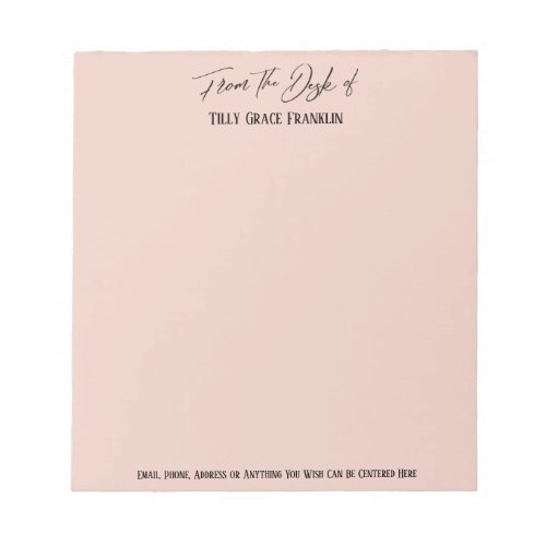 Elegant Handwriting From the Desk of Blush Pink Notepad