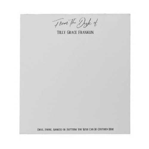 Elegant Handwriting From the Desk of Light Gray Notepad