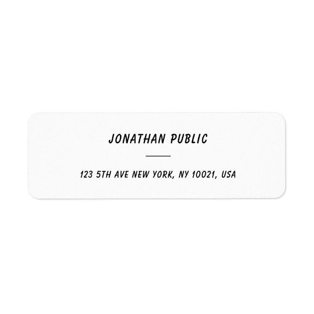 Elegant Handwriting Name Bold Text Template Return Label (Front)