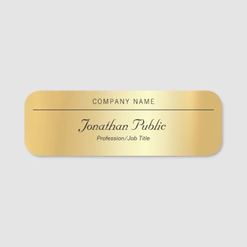 Elegant Handwriting Name Modern Gold Template Name Tag