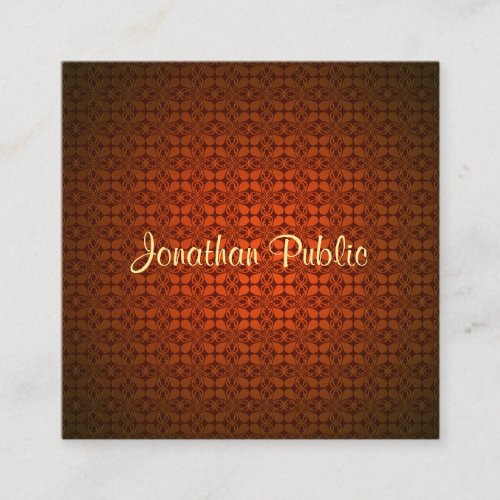 Elegant Handwriting Name Text Template Red Damask Square Business Card