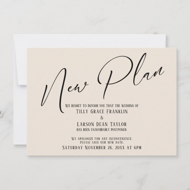 Elegant Handwriting New Plan Cream Announcement (Front)